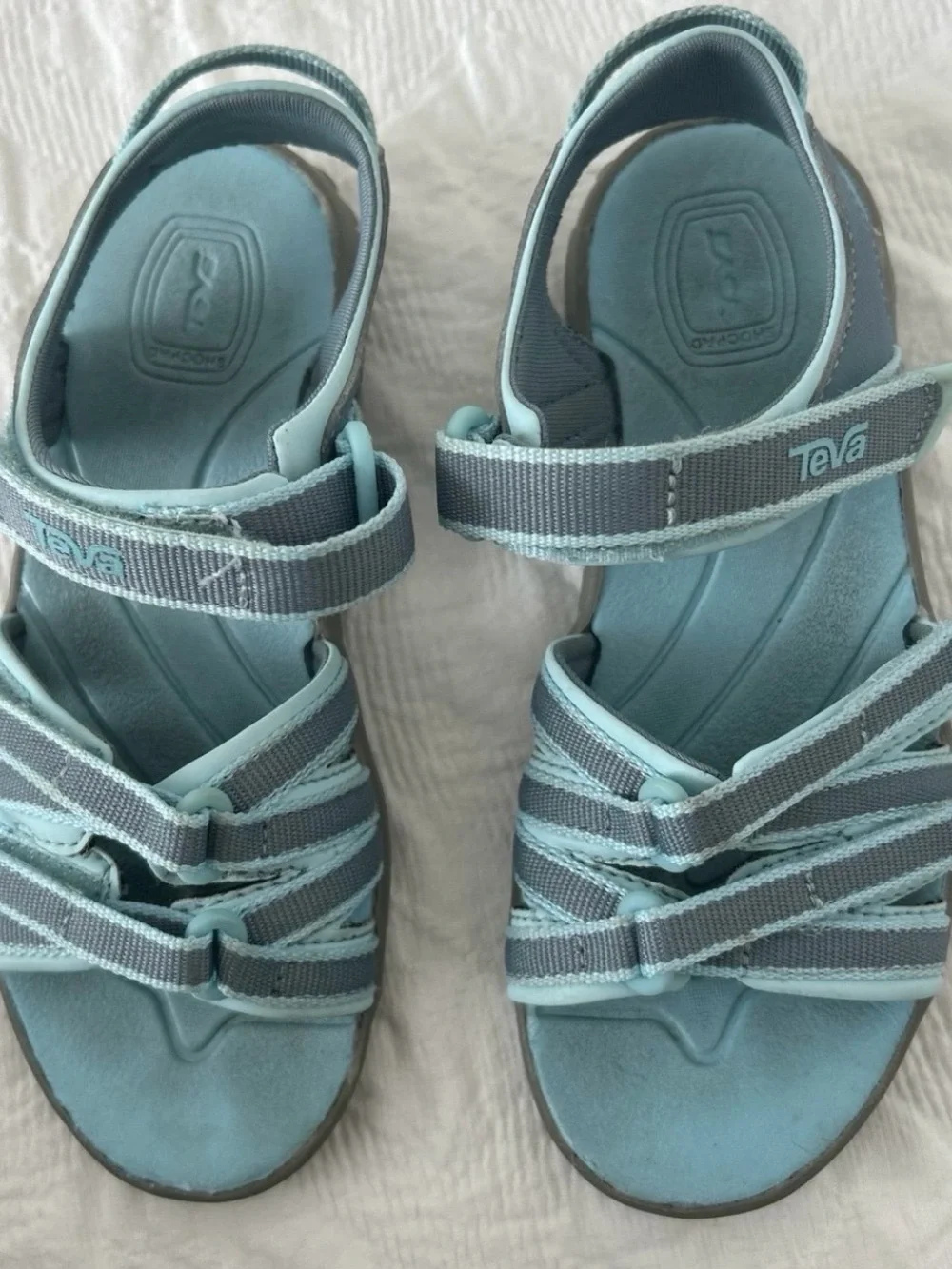 Teva Sandals, For Girls, Size 13, Color Light Blue, Gently Used.